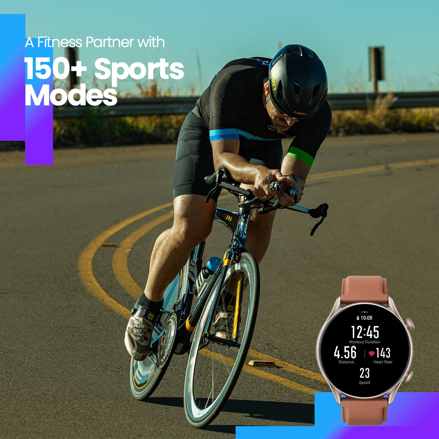 Amazfit GTR 3 Pro (Smartchoice) 46mm Smart Watch with BT Phone Calls, BP Monitoring, 1.45”AMOLED Display, 24/7 HR Tracking, Alexa, GPS, WiFi, 12-Day Battery Life,150 Sports Modes(Infinite Black) - Unboxed