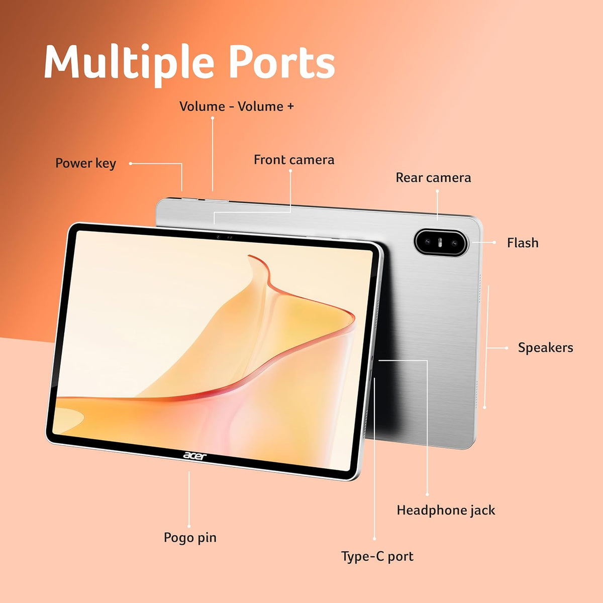 Acer Iconia 5G Tablet|11.45" 2.2k”90Hz IPS Display, MediaTek 8791 Processor, 8GB RAM + 128GB Storage, 16MP Rear+8MP Front Camera,Wi-Fi + 5G Volte, Android 15,BT 5.2, Slim Metal Body - Unboxed