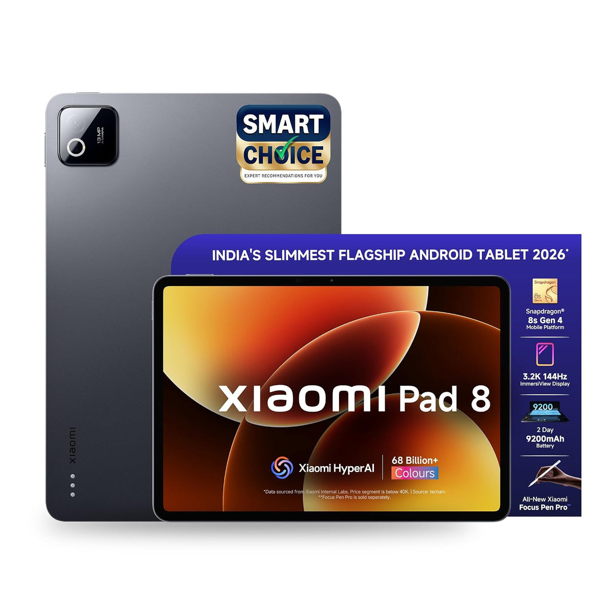 XIAOMI Pad 8, 11.2 -inch (28.44 CM), LCD 3.2K, 12GB RAM, 256GB ROM, Wi-Fi, Quad Speakers Dolby Atmos, Supports Focus Pen, AI Enabled - Unboxed