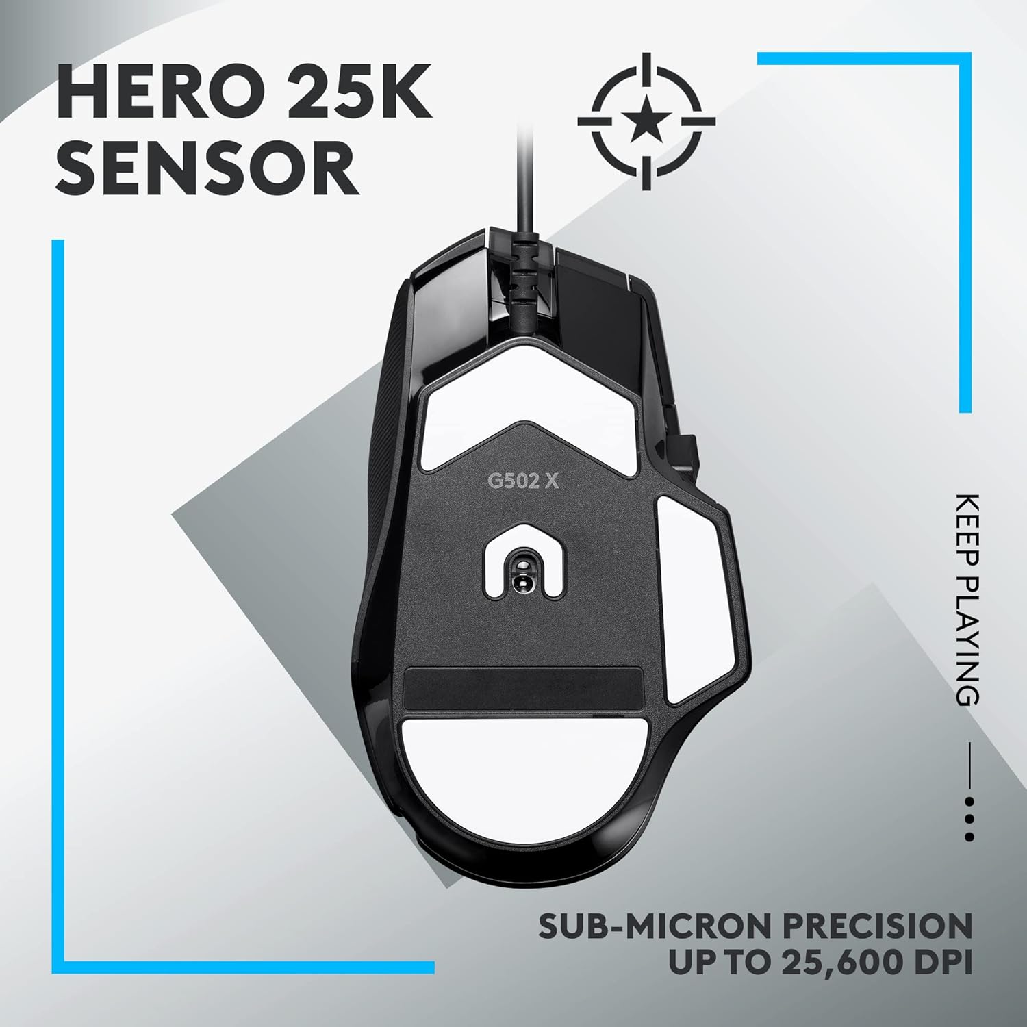 Logitech G502 X Wired Gaming Mouse - LIGHTFORCE Hybrid Optical-Mechanical Primary switches, Hero 25K Gaming Sensor, Compatible with PC/macOS/Windows