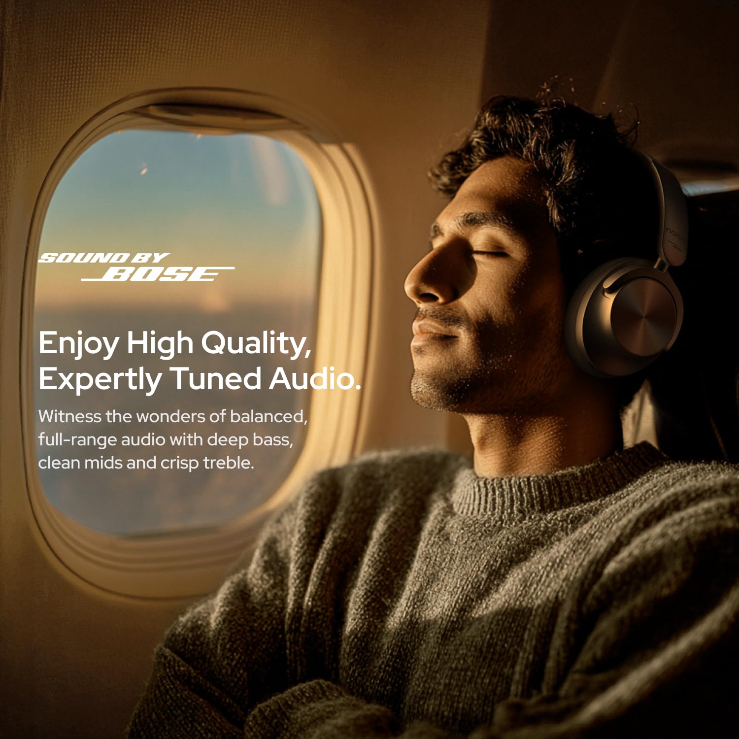 Noise Master Buds Max, Sound by Bose Wireless Over-Ear Headphones, Adaptive ANC, LHDC 5.0, Immersive Spatial Audio,Upto 60H Playtime, Fast Pairing, Wear Detection(Onyx)