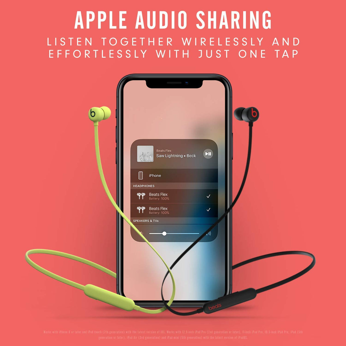 Beats Flex - Wireless in Ear Earphones, 12 Hours of Battery Life, 10 min Fast Charge for 1.5H, Apple W1 Chip, Magnetic Earbuds, Class 1 Bluetooth, Built-in Microphone - Black