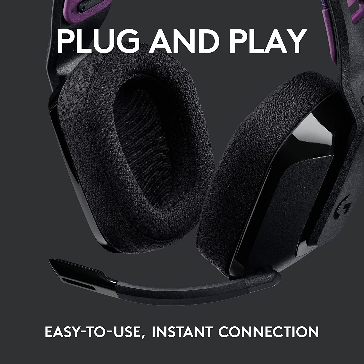 Logitech G535 Lightspeed Wireless Gaming Headset - Lightweight on-Ear Headphones, flip to Mute mic, Stereo, Compatible with PC, PS4, PS5, USB Rechargeable - Black