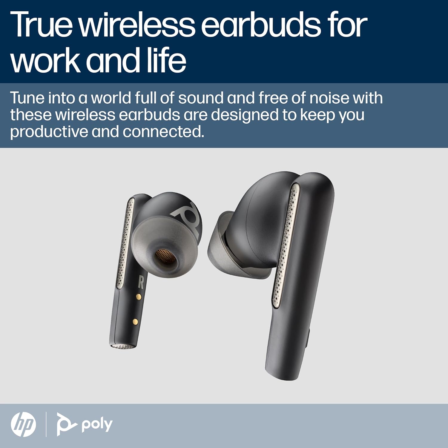 Poly (Plantronics + Polycom)Voyager Free 60 UC True Wireless Earbuds, In-Ear W/Noise-Canceling Mic, 5.8G, Compatible W/Iphone, Android, PC/Mac, Zoom, Teams, Up To 16.5 Hours Talk Time, Black, 7Y8L9AA