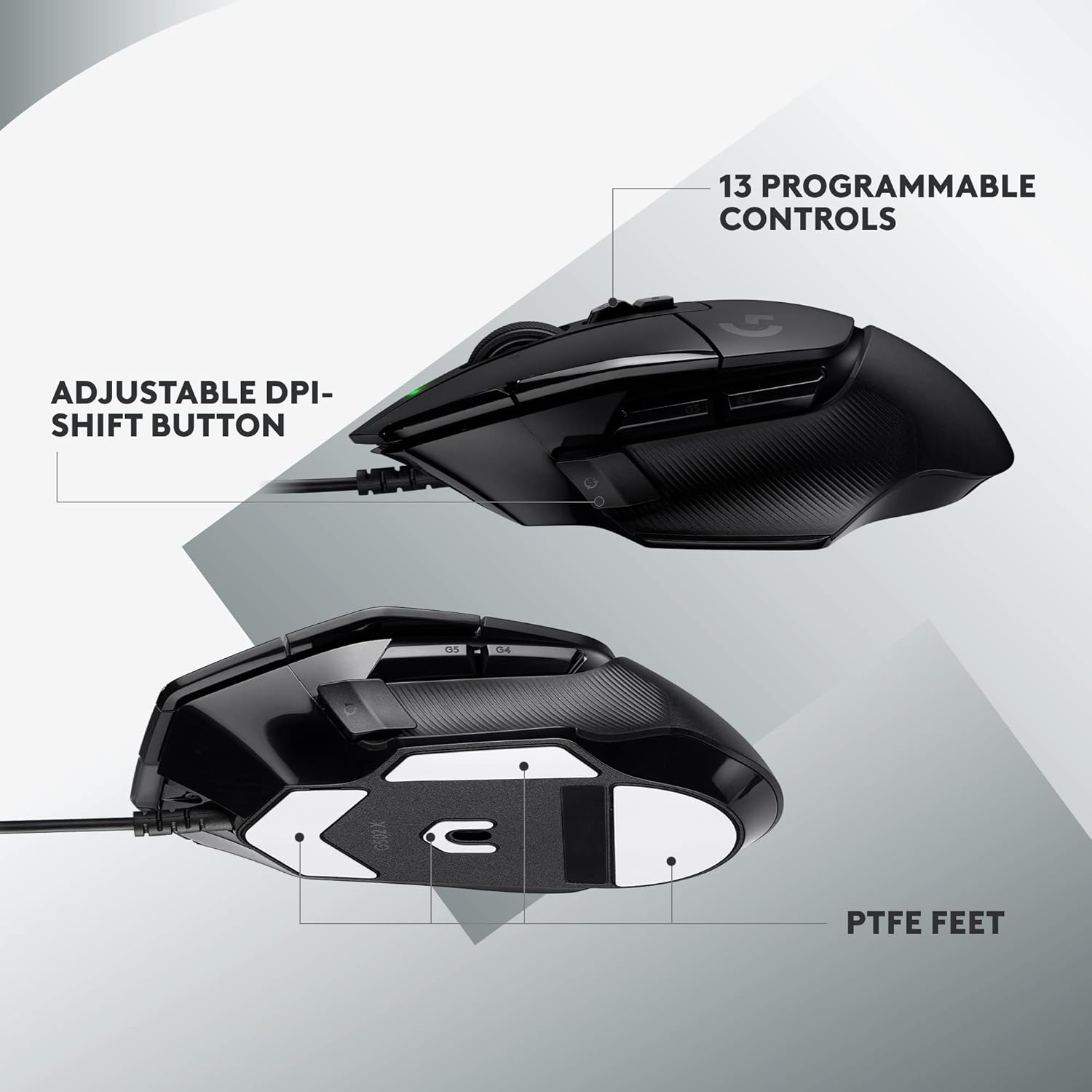 Logitech G502 X Wired Gaming Mouse - LIGHTFORCE Hybrid Optical-Mechanical Primary switches, Hero 25K Gaming Sensor, Compatible with PC/macOS/Windows