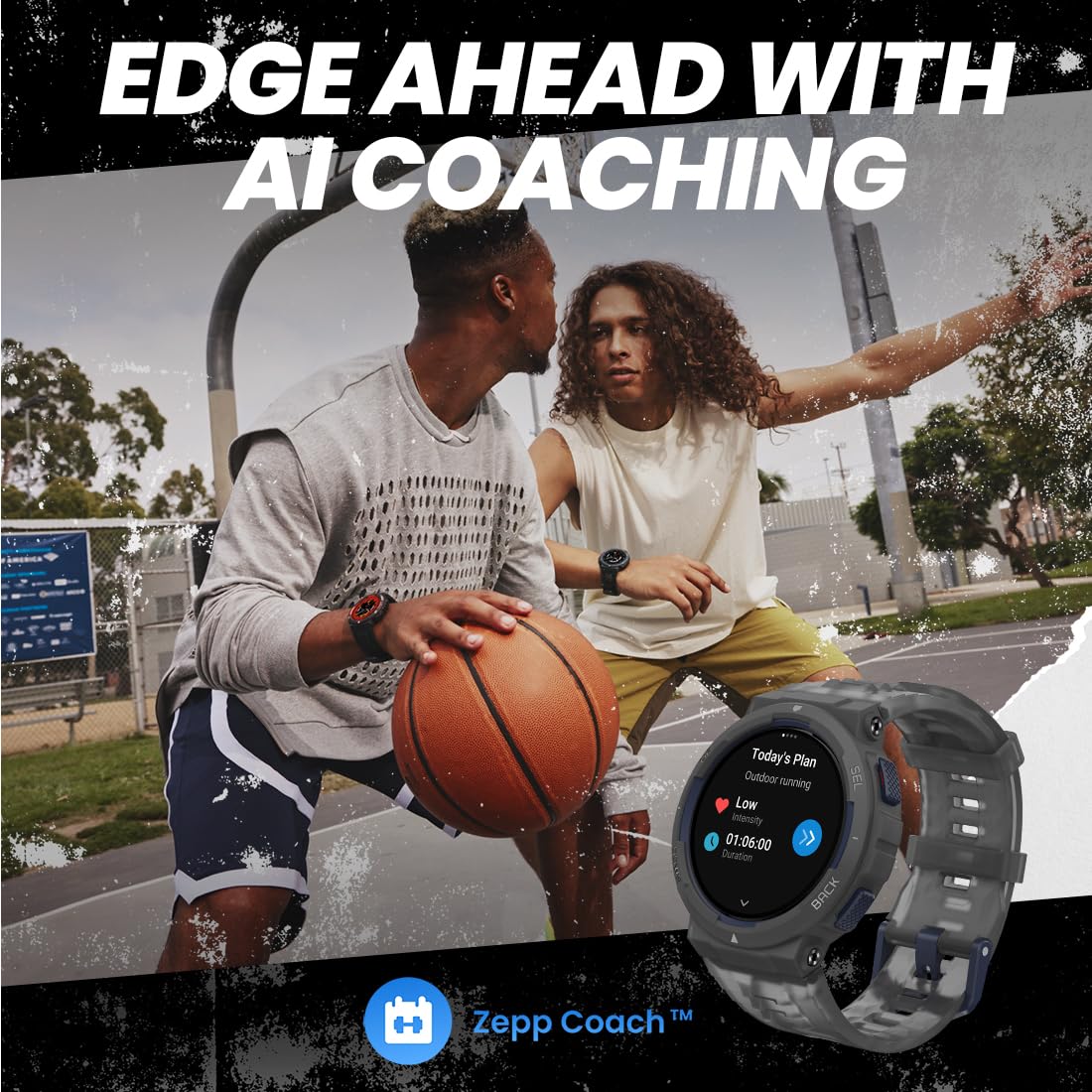 Amazfit Active Edge Smart Watch with Stylish Rugged Sport & Fitness Design, GPS, 10 ATM Water Resistant, AI Health Coach for Gym, Outdoor, Workouts & Exercise, 16 Days Battery - Unboxed