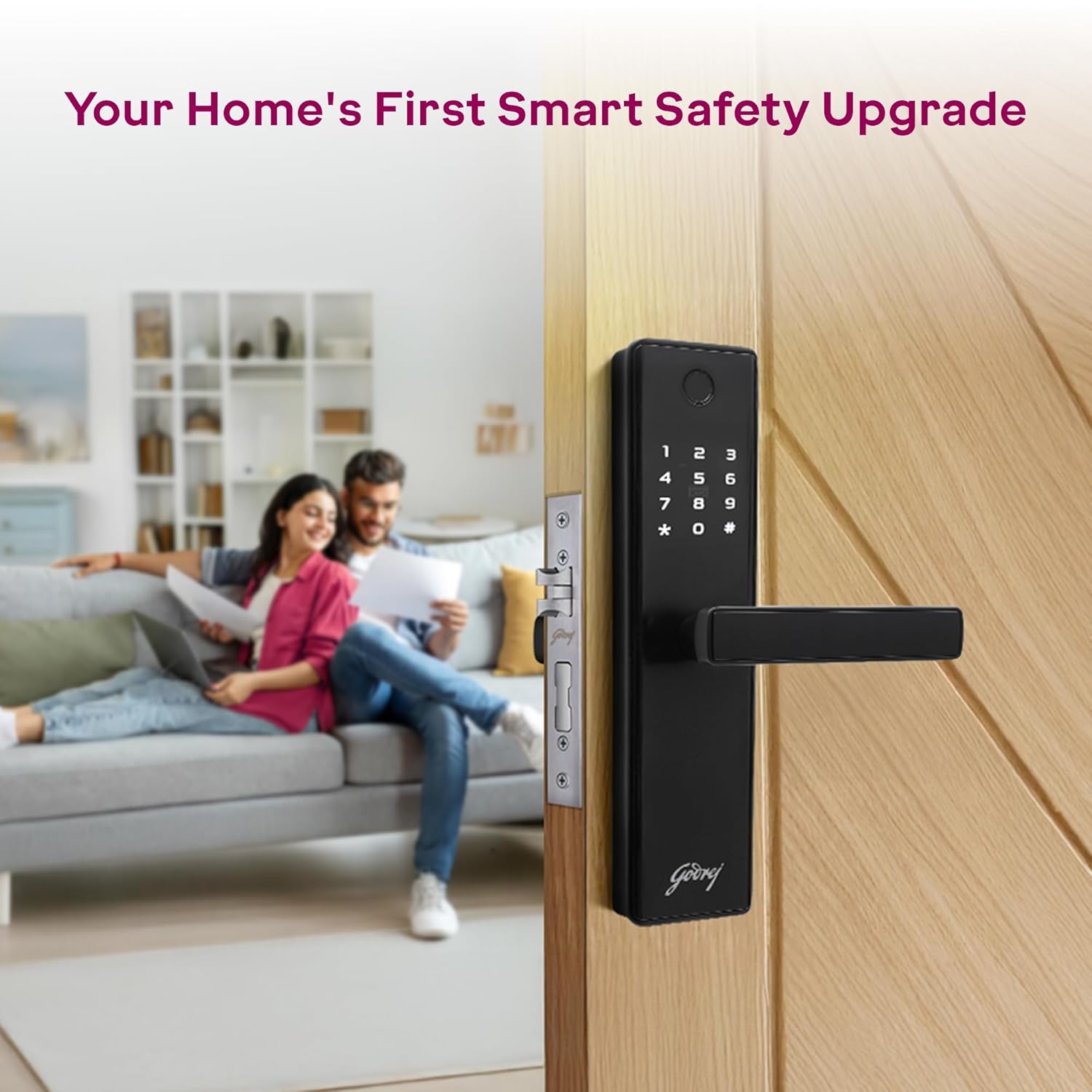 Godrej Smart Lock | Catus Advantage | 4 in 1 Main Door Digital Lock | 4 Access Modes | Fingerprint, RFID, PIN, Key |for Home & Offices | Matte Black | 3Yrs Warranty | Free Installation