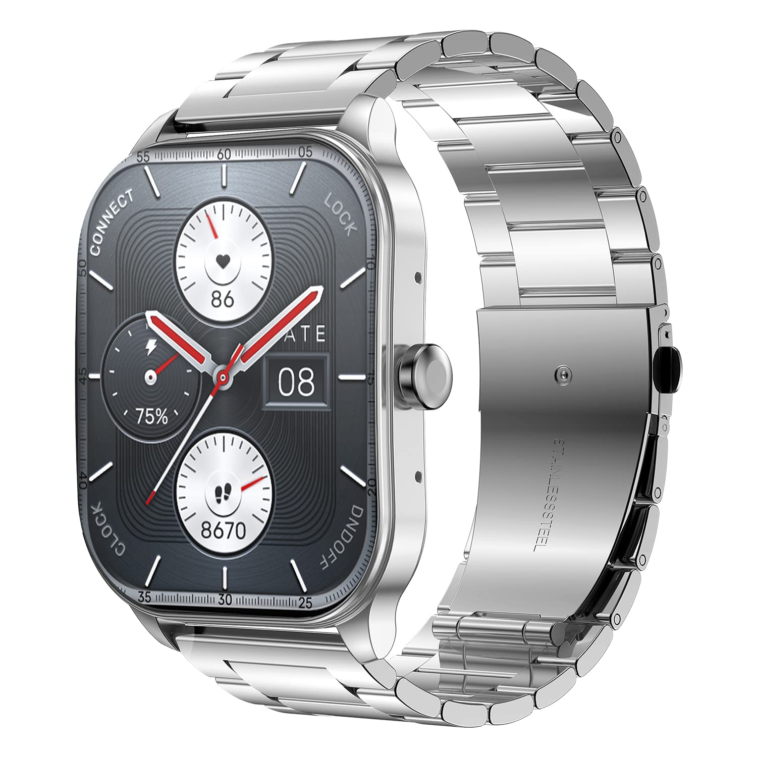 Amazfit Pop 3S Smart Watch with 1.96" AMOLED Display, BT Calling, SpO2, 12-Day Battery Life, 304 Stainless Steel, AI Voice Assistance, 100 Sports Modes, 24H HR Monitor, Music Control - Sealed