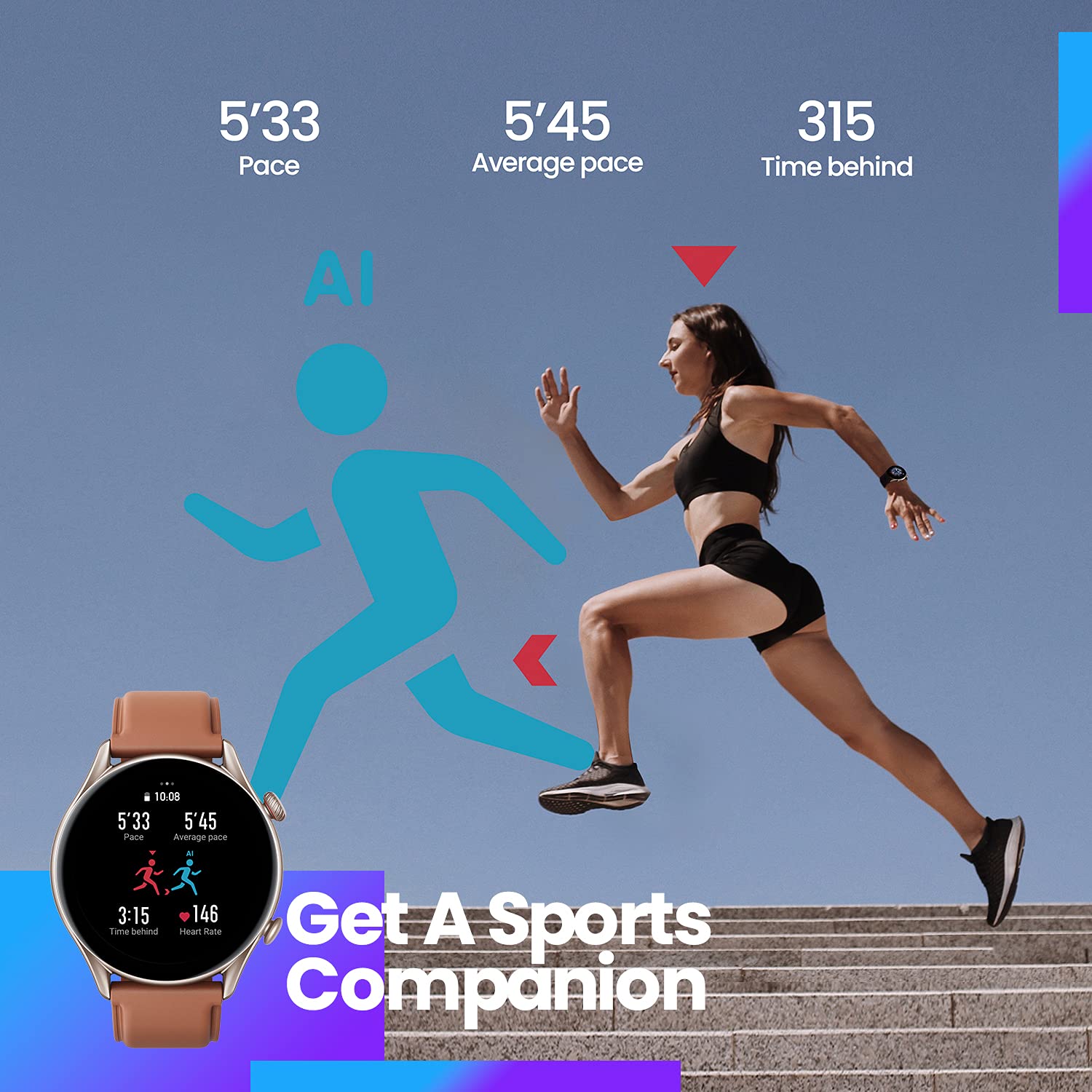 Amazfit GTR 3 Pro (Smartchoice) 46mm Smart Watch with BT Phone Calls, BP Monitoring, 1.45”AMOLED Display, 24/7 HR Tracking, Alexa, GPS, WiFi, 12-Day Battery Life,150 Sports Modes(Infinite Black) - Unboxed
