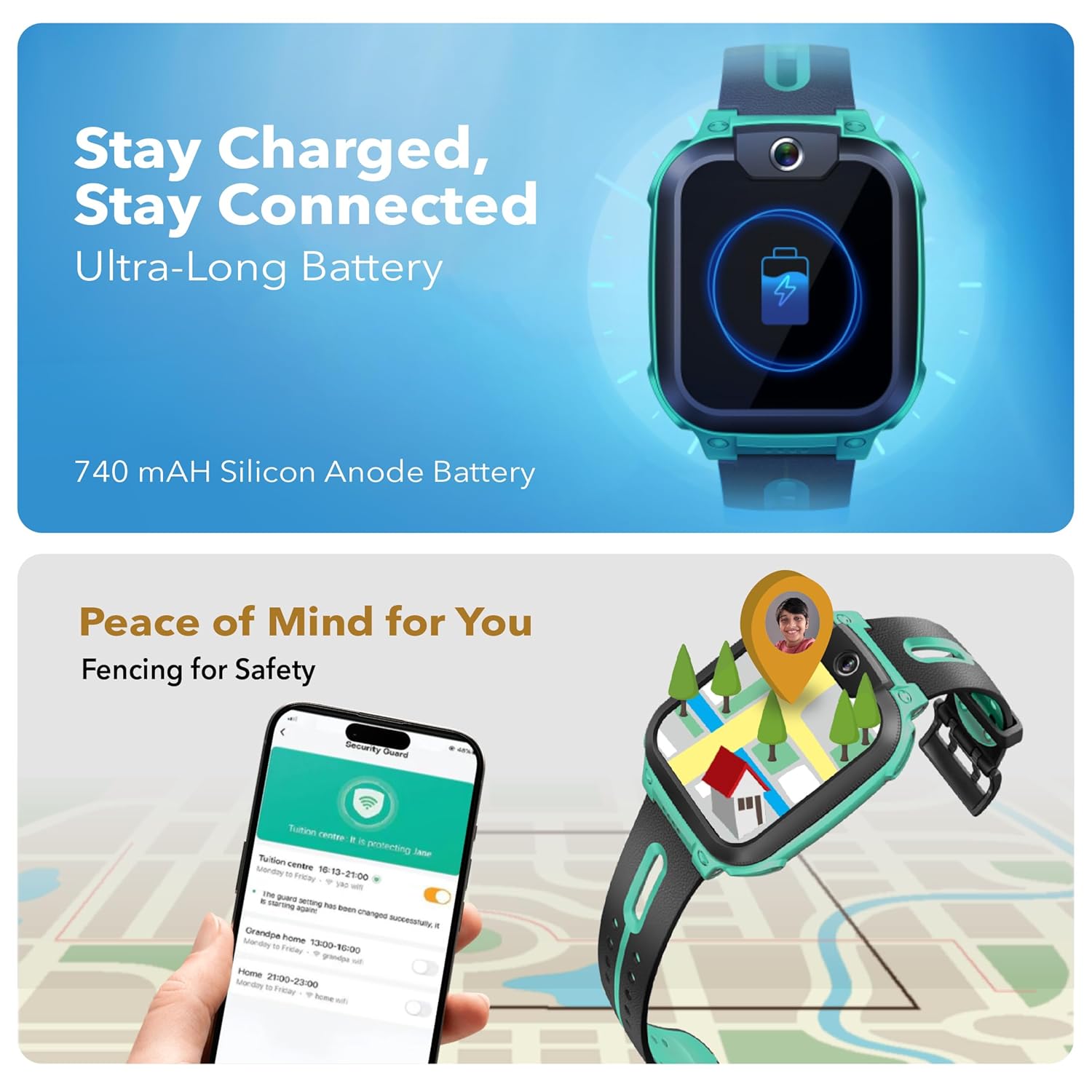 imoo Kids Phone Watch Z1 – Smart Watch with GPS Tracker, 4G Video & Voice Calls, Advanced Parental Controls, Durable Quality with IPX8 Water Resistance, SOS, Gift for Kids (Green)