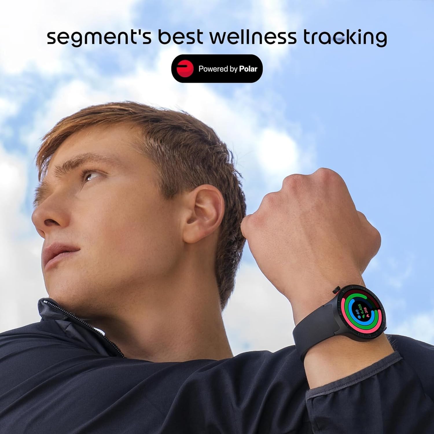 Motorola Moto Watch, 1.4 OLED, AOD, Auto-Brightness, Dual Band GPS, Powered by Polar Smartwatch (Pantone Volcanic Ash Band Strap, Free Size)