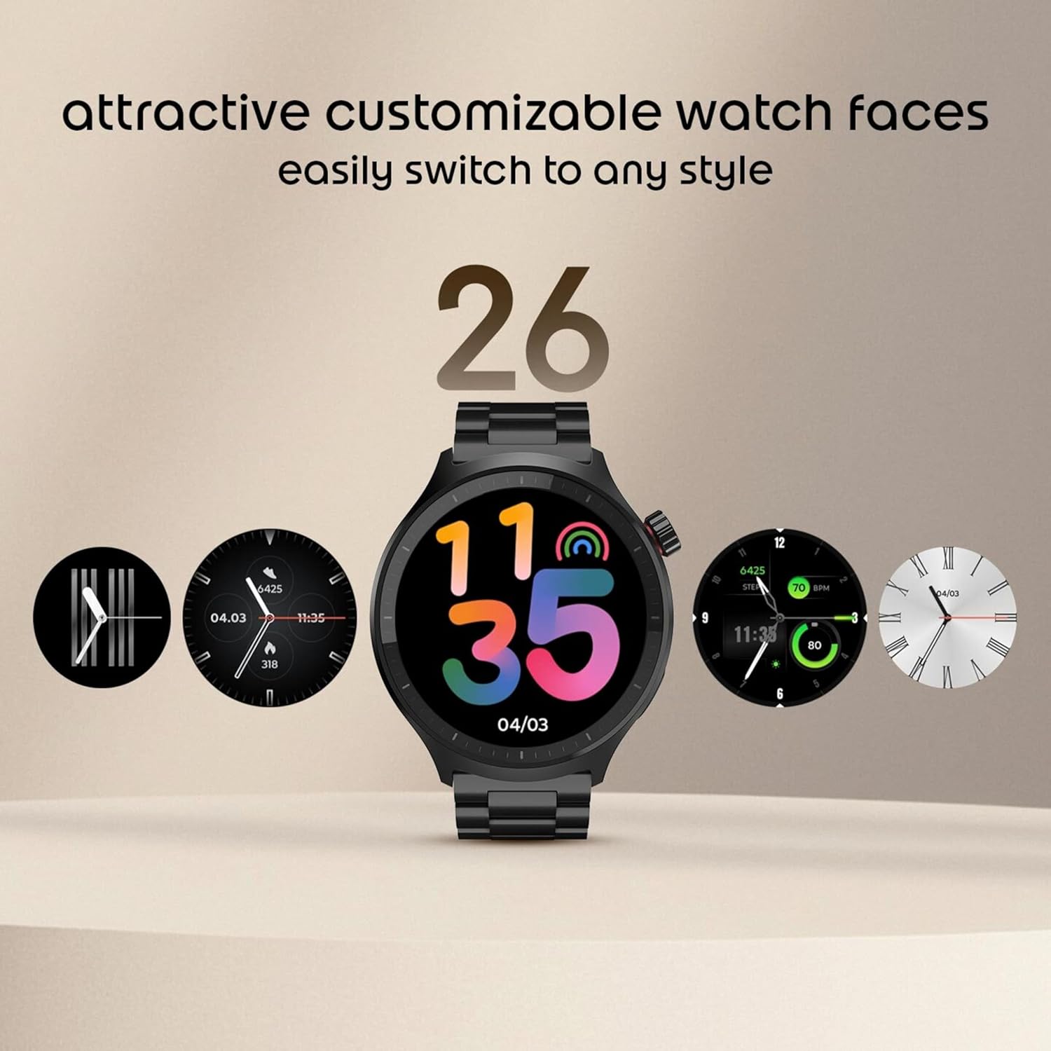 Motorola Moto Watch, 1.4 OLED, AOD, Auto-Brightness, Dual Band GPS, Powered by Polar Smartwatch (Pantone Volcanic Ash Band Strap, Free Size)