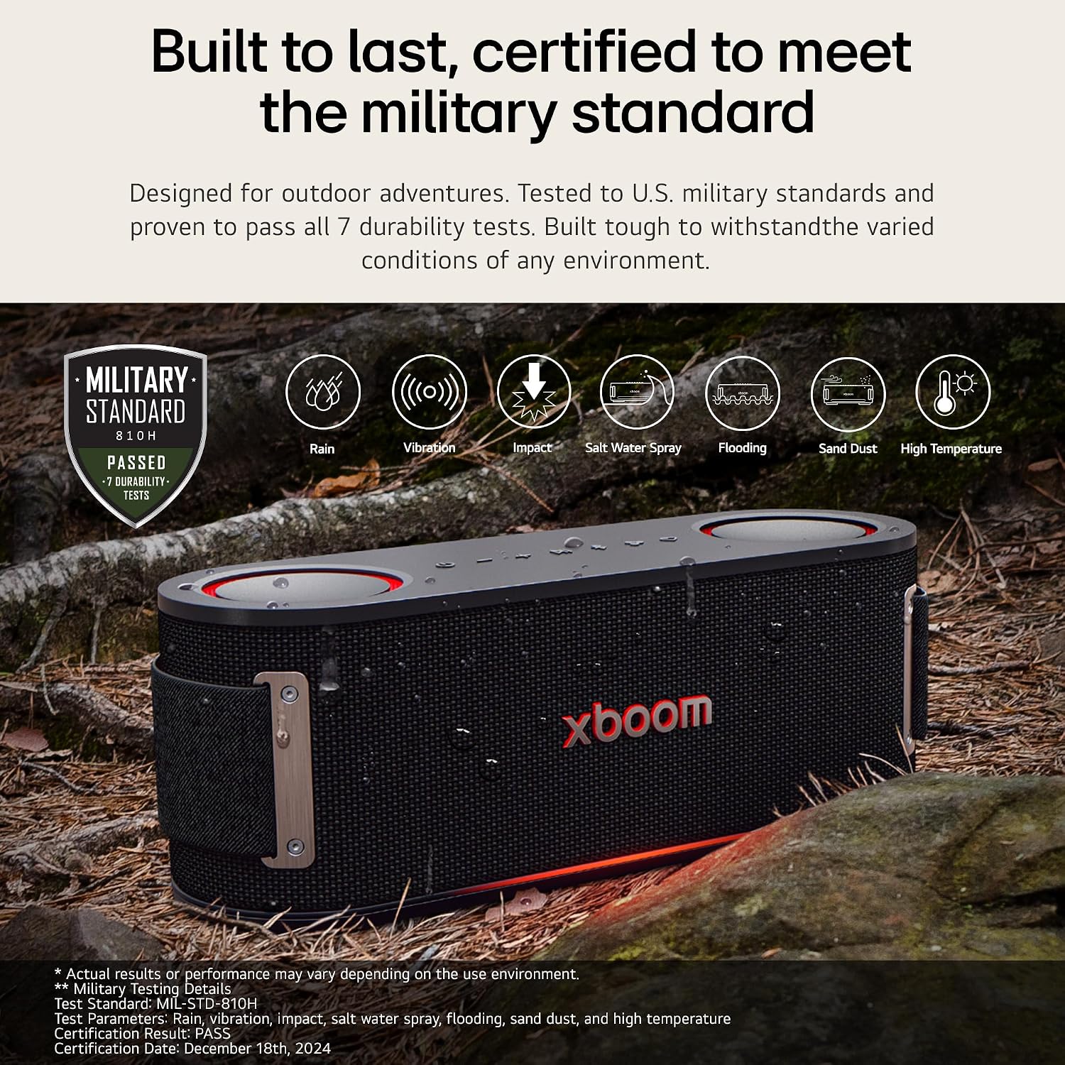LG XBOOM Bounce Wireless Portable Bluetooth Speaker, Upward Dual Passive Radiators, AI Sound, AI Lighting, 30Hrs Playtime, Bass Boost, IP67 Water & Dustproof, Built in Power Bank, Carrying Strap