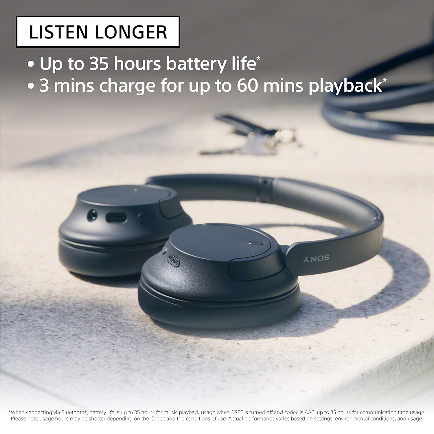 Sony WH-CH720N Noise Cancellation Wireless Bluetooth Over Ear Headphones with Mic, Up to 50Hrs Battery- Black