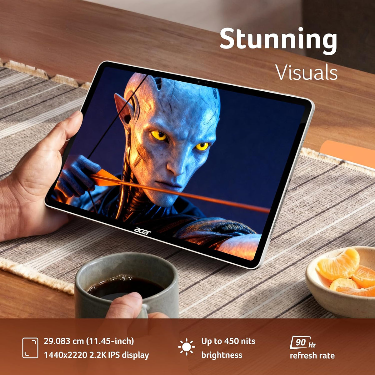 Acer Iconia 5G Tablet|11.45" 2.2k”90Hz IPS Display, MediaTek 8791 Processor, 8GB RAM + 128GB Storage, 16MP Rear+8MP Front Camera,Wi-Fi + 5G Volte, Android 15,BT 5.2, Slim Metal Body - Unboxed