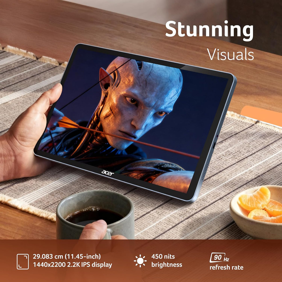 Acer Iconia Tab11 | 11.45" | 2.2K IPS Display, 450 Nit | Quad Speakers | 8GB + 128GB (Expandable) | Wi-Fi + (Calling) | Fingerprint Reader| Slim Metal Body| Blue - Unboxed