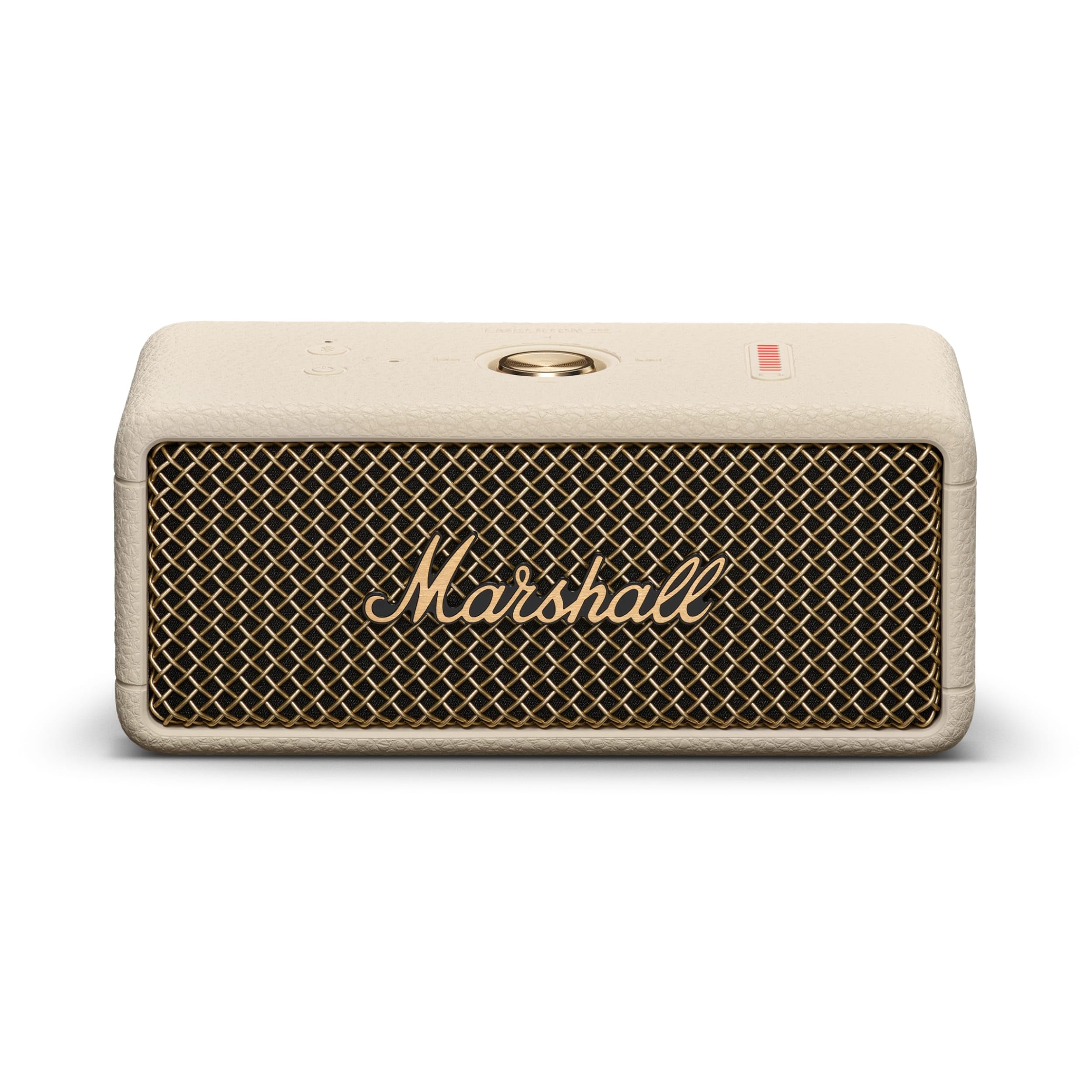Marshall Emberton III Compact Portable Bluetooth Speaker with 32+ Hours of Playtime, (360° Sound), Dust & Waterproof (IP67) – Black & Brass.