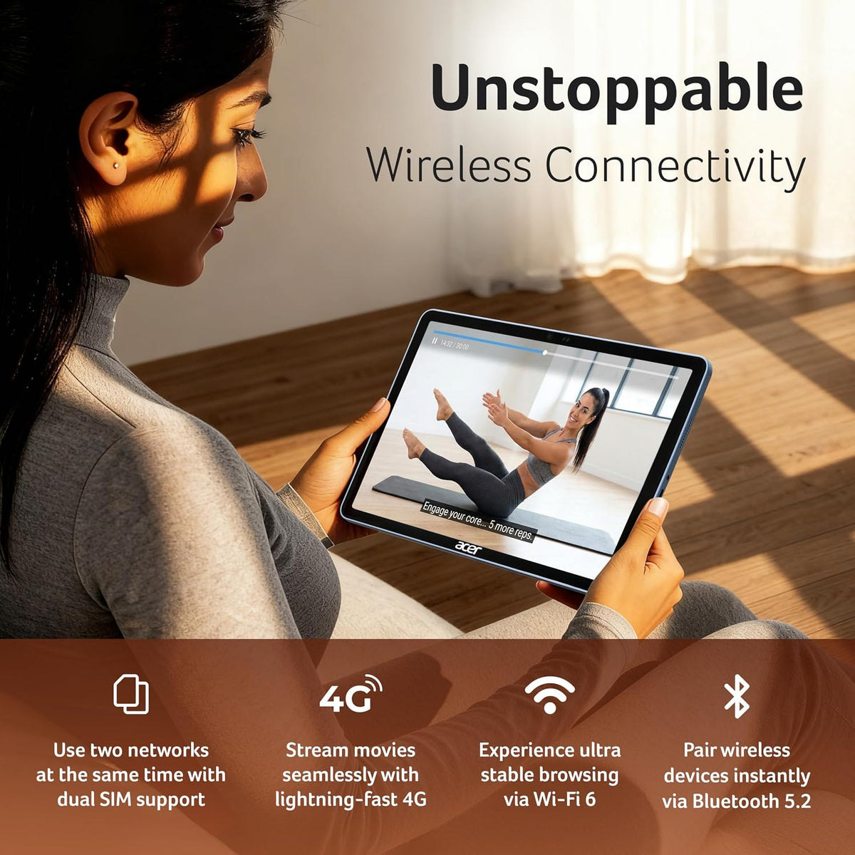 Acer Iconia Tab11 | 11.45" | 2.2K IPS Display, 450 Nit | Quad Speakers | 8GB + 128GB (Expandable) | Wi-Fi + (Calling) | Fingerprint Reader| Slim Metal Body| Blue - Unboxed