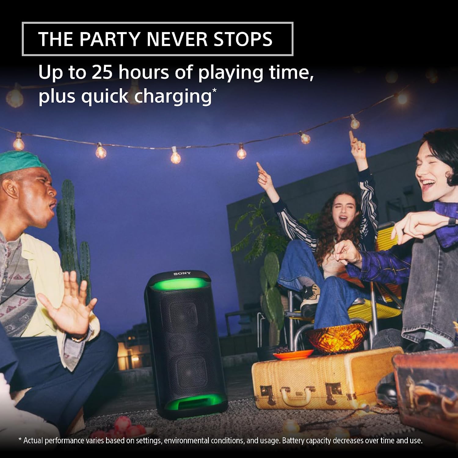 Sony New SRS-XV500 Wireless 240W Portable Bluetooth Karaoke Party Speaker |IPX4 Splash-Proof |25 Hrs Battery |Mega Bass |Built-in Power Bank |Ambient Lights |Guitar & MIC
