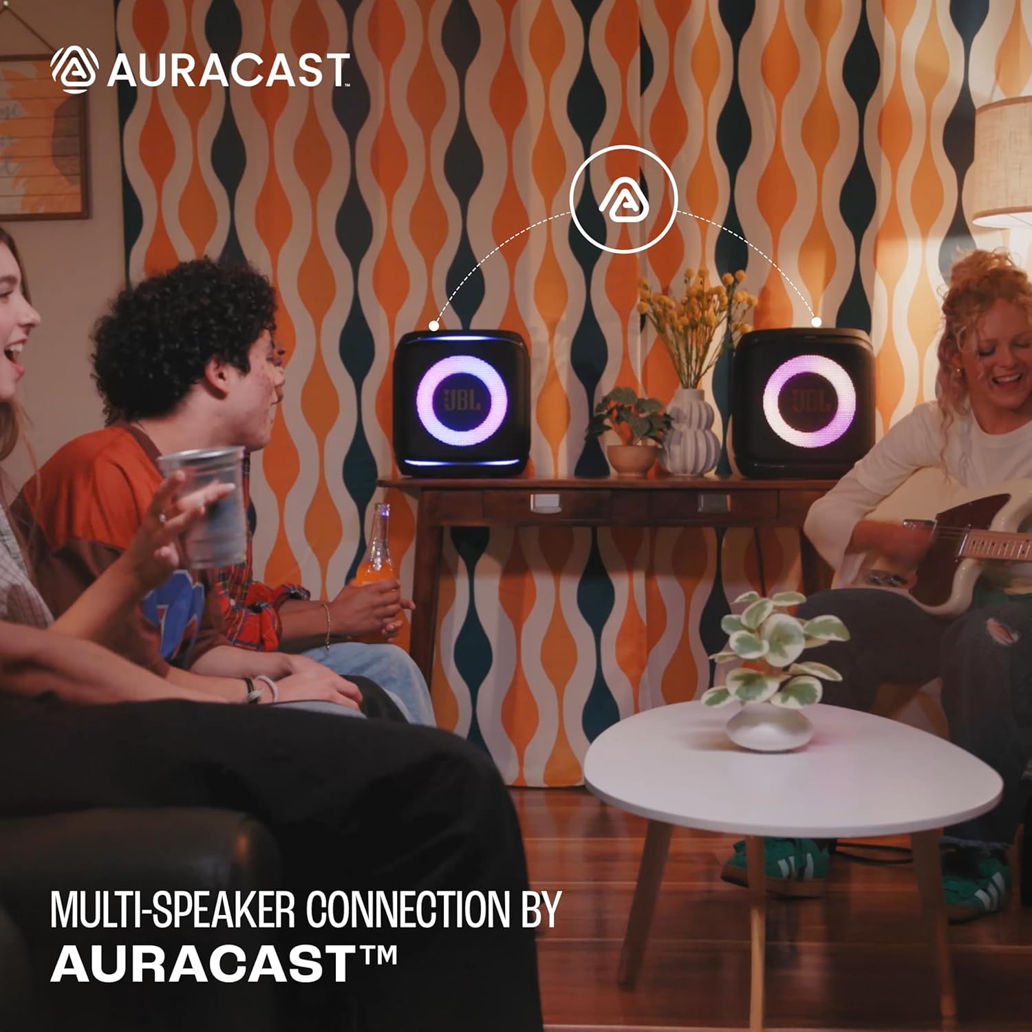 JBL Partybox Encore Essential 2 Wireless Bluetooth Party Speaker, AI Sound Boost, Dynamic Light Show, Upto 15Hrs Playtime, Multi-Speaker Connection by Auracast, Guitar & Mic Inputs, PartyBox App-Black