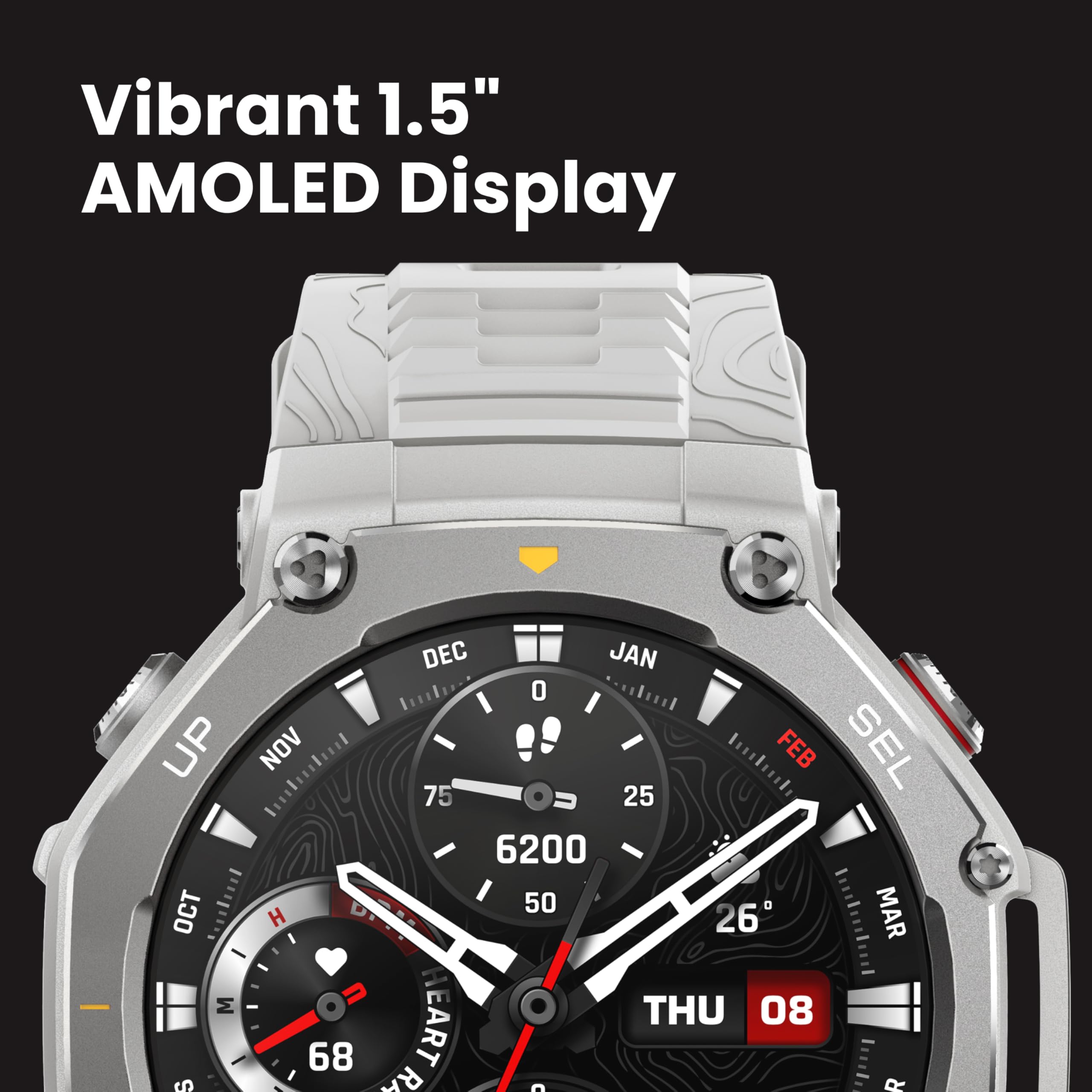 Amazfit T-Rex 3 (Smartchoice) Outdoor Rugged Military 48mm smart Watch Built in GPS, 27 Days Battery Life, Offline Maps, 2000 Nits Brightness, 10 ATM, AI Coach, for iOS & Android - Sealed