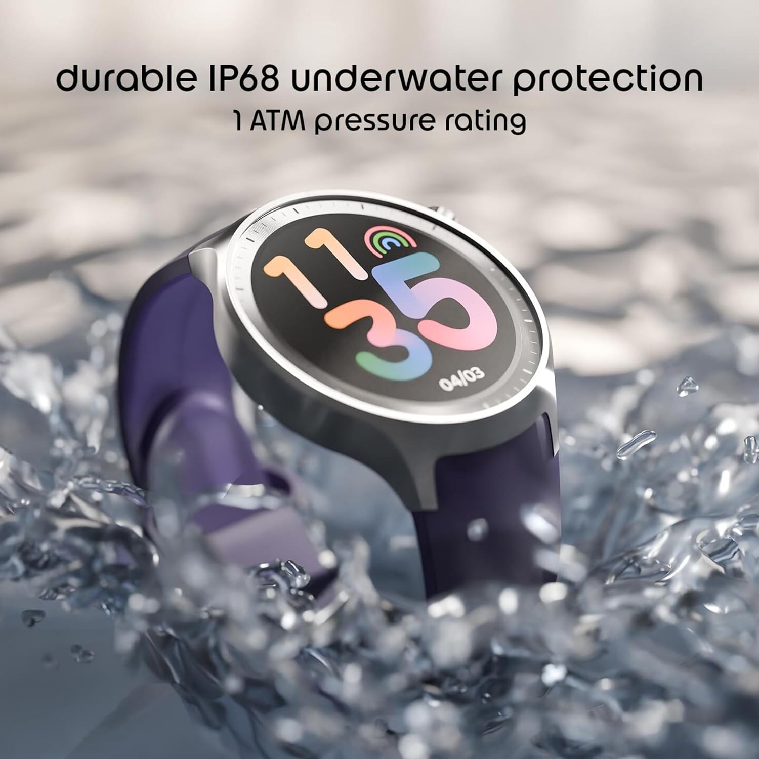 Motorola Moto Watch, 1.4 OLED, AOD, Auto-Brightness, Dual Band GPS, Powered by Polar Smartwatch (Pantone Volcanic Ash Band Strap, Free Size)