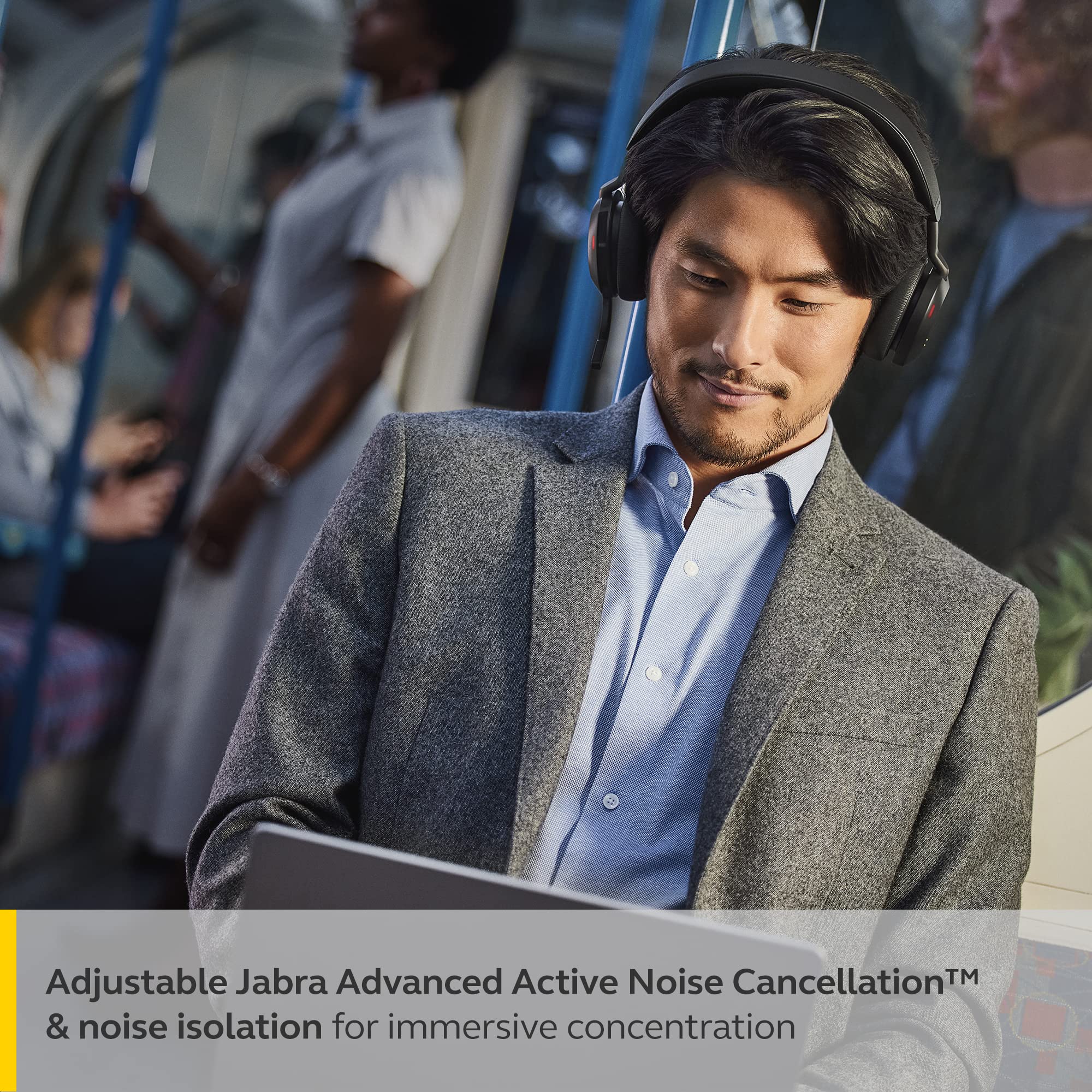 Jabra Evolve2 75 PC Wireless On Ear Headset with 8-Mic Technology - Dual Foam Stereo Headphones with Adjustable Advanced Active Noise Cancelling - Unboxed