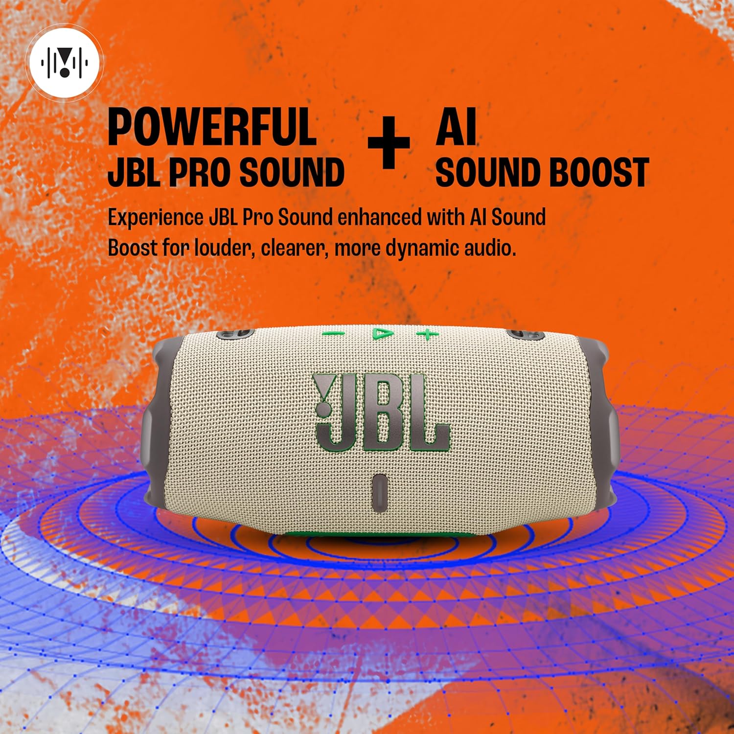 JBL Charge 6, Powerful Pro Sound with AI Sound Boost Wireless Portable Bluetooth Speaker,28 Hrs Playtime, Auracast Multi-Speaker Connection, Built in Power Bank, IP68 Waterproof & dustproof, Sand