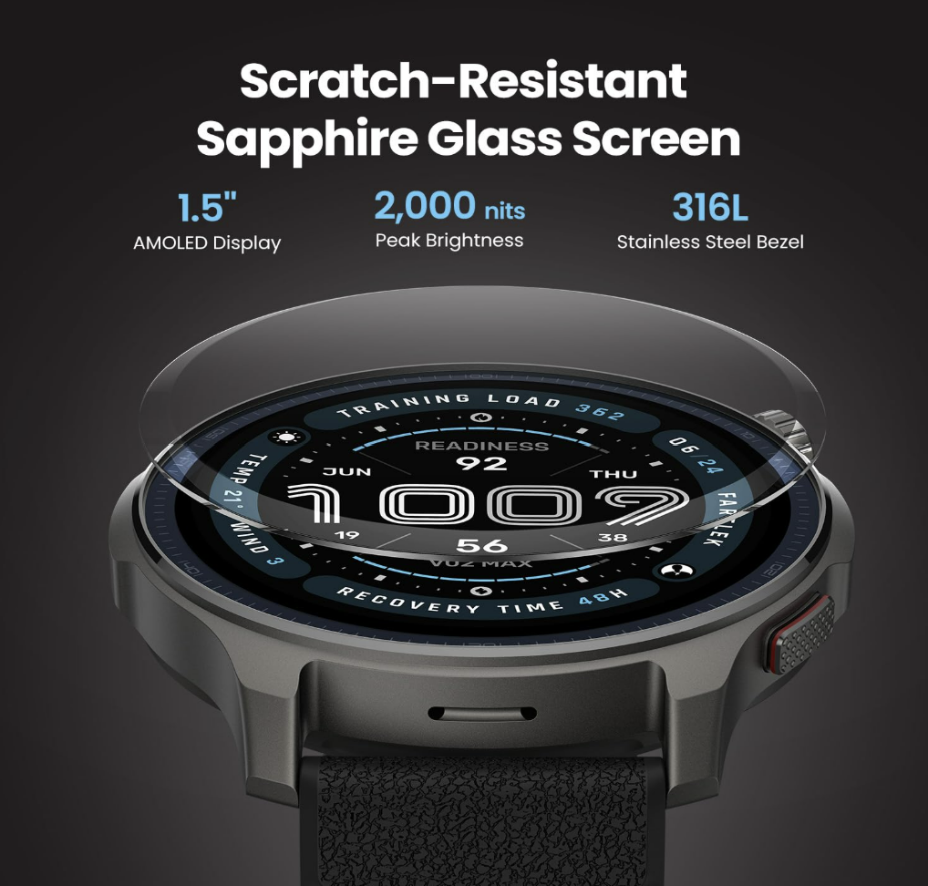 Amazfit Balance 2 Smart Watch 47mm AMOLED Sapphire Glass Display, Dual Band GPS, 21 Days Battery, 170+ Sport Modes, Hyrox Mode, Accurate Readings, for Android & iPhone - Unboxed