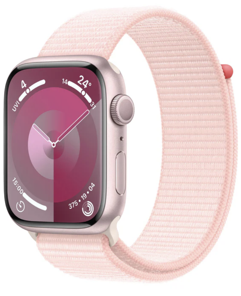 Apple Watch Series 9 [45mm] Aluminum Case with Sport Band M/L. Fitness Tracker, Blood Oxygen & ECG Apps, Always-On Retina Display, Water Resistant - Unboxed