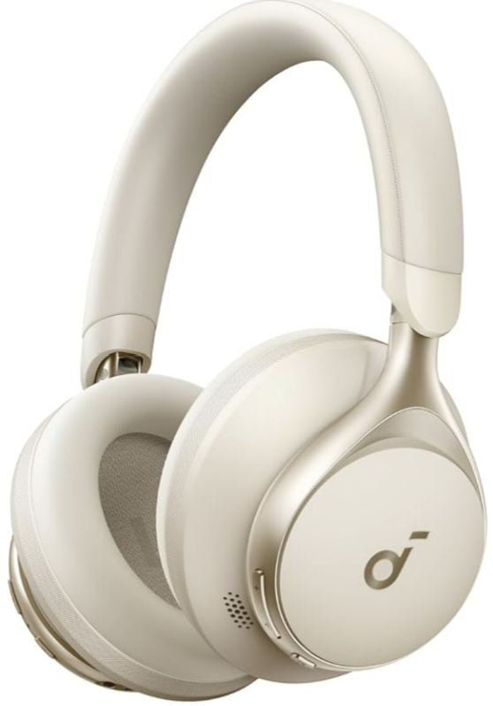 soundcore by Anker,Space One Active Noise Cancelling Bluetooth Over Ear Headphones with Travel Pouch,2X Stronger Voice Reduction,40H ANC Playtime,App Control,Ldac Hi-Res,Ergo Design for Comfort Fit - Unboxed