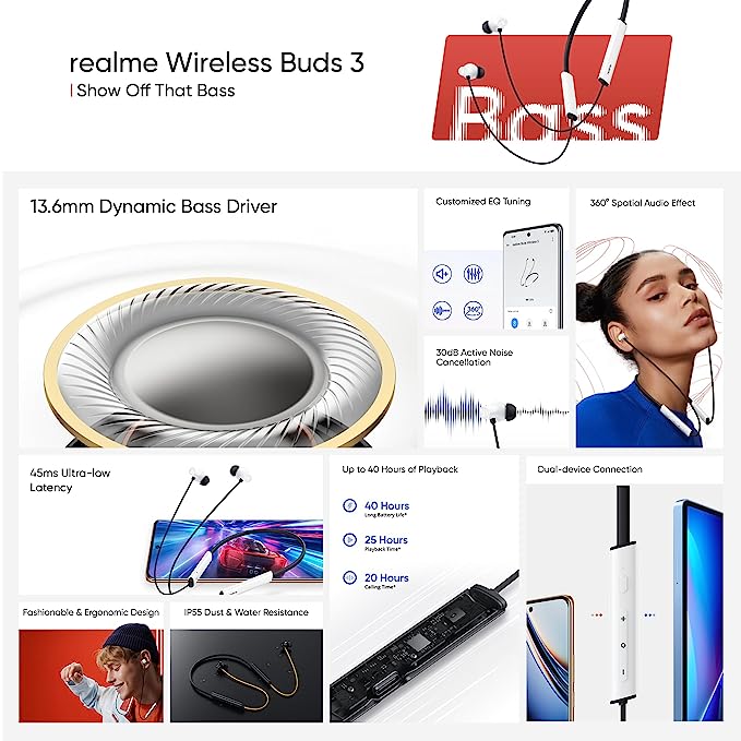 (Open Box) realme Buds Wireless 3 in-Ear Bluetooth Headphones