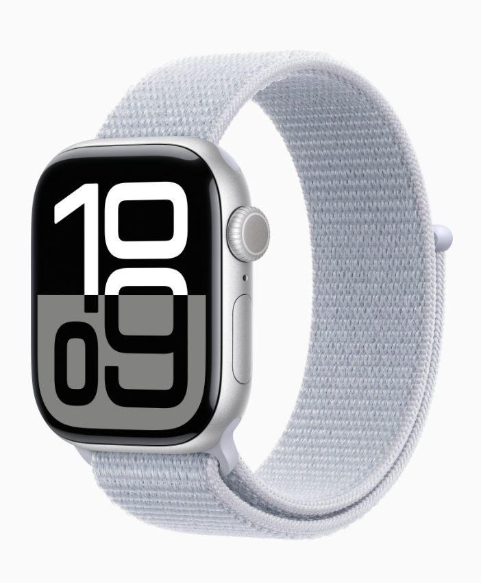 Apple Watch Series 10 46mm Smartwatch with Jet Black Aluminum Case with Ink Sport Loop. Fitness Tracker, ECG App, Always-On Retina Display, Carbon Neutral - Unboxed