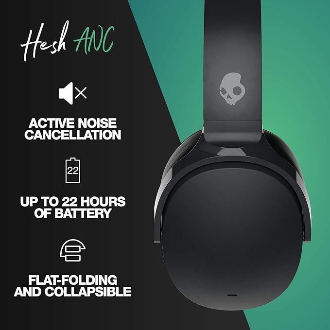 (Brand New) Skullcandy Hesh ANC Bluetooth Wireless Over-Ear Headphones with Mic (Black)