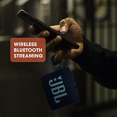 JBL Go 3, Wireless Ultra Portable Bluetooth Speaker, Pro Sound, Vibrant Colours with Rugged Fabric Design, Waterproof, Type C (Without Mic, Blue)