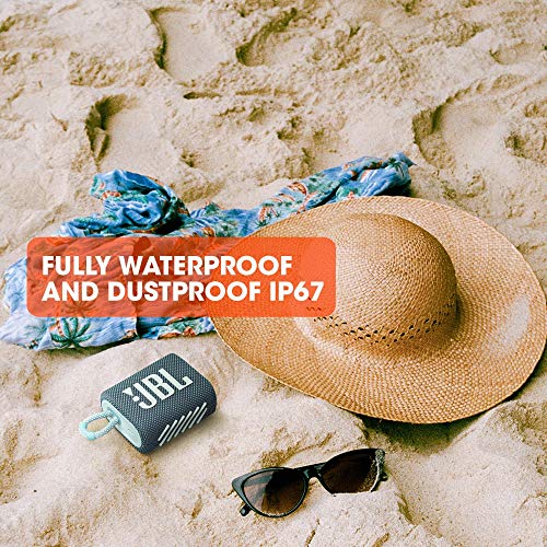 JBL Go 3, Wireless Ultra Portable Bluetooth Speaker, Pro Sound, Vibrant Colours with Rugged Fabric Design, Waterproof, Type C (Without Mic, Blue)