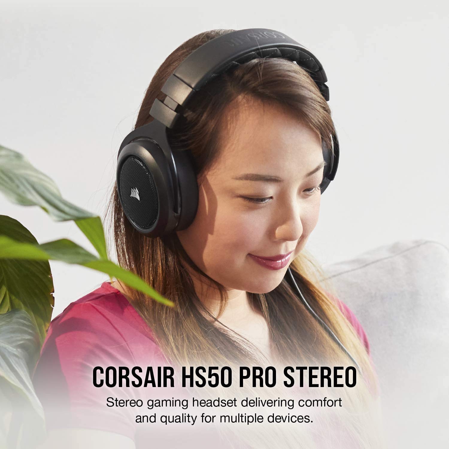 (Open Box) Corsair Hs50 Pro Wired On Ear Headphones with Mic (Carbon Black) (Grade - A+)