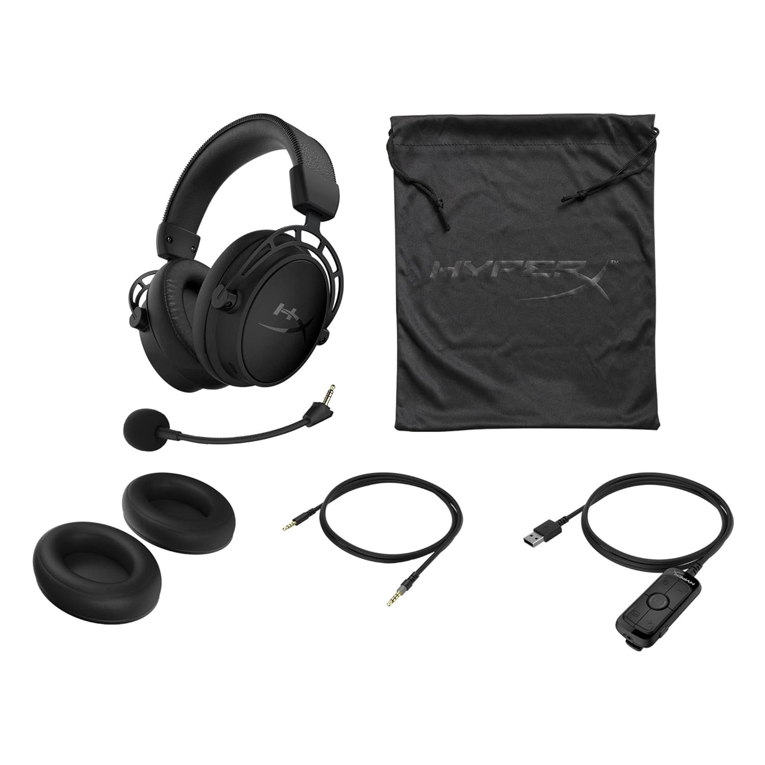 (Open Box) Hyper x Cloud Alpha Black Pro Gaming Wired On Ear Headphones with Mic for Pc, Ps4 & Xbox One, Nintendo Switch (Grade - A+)