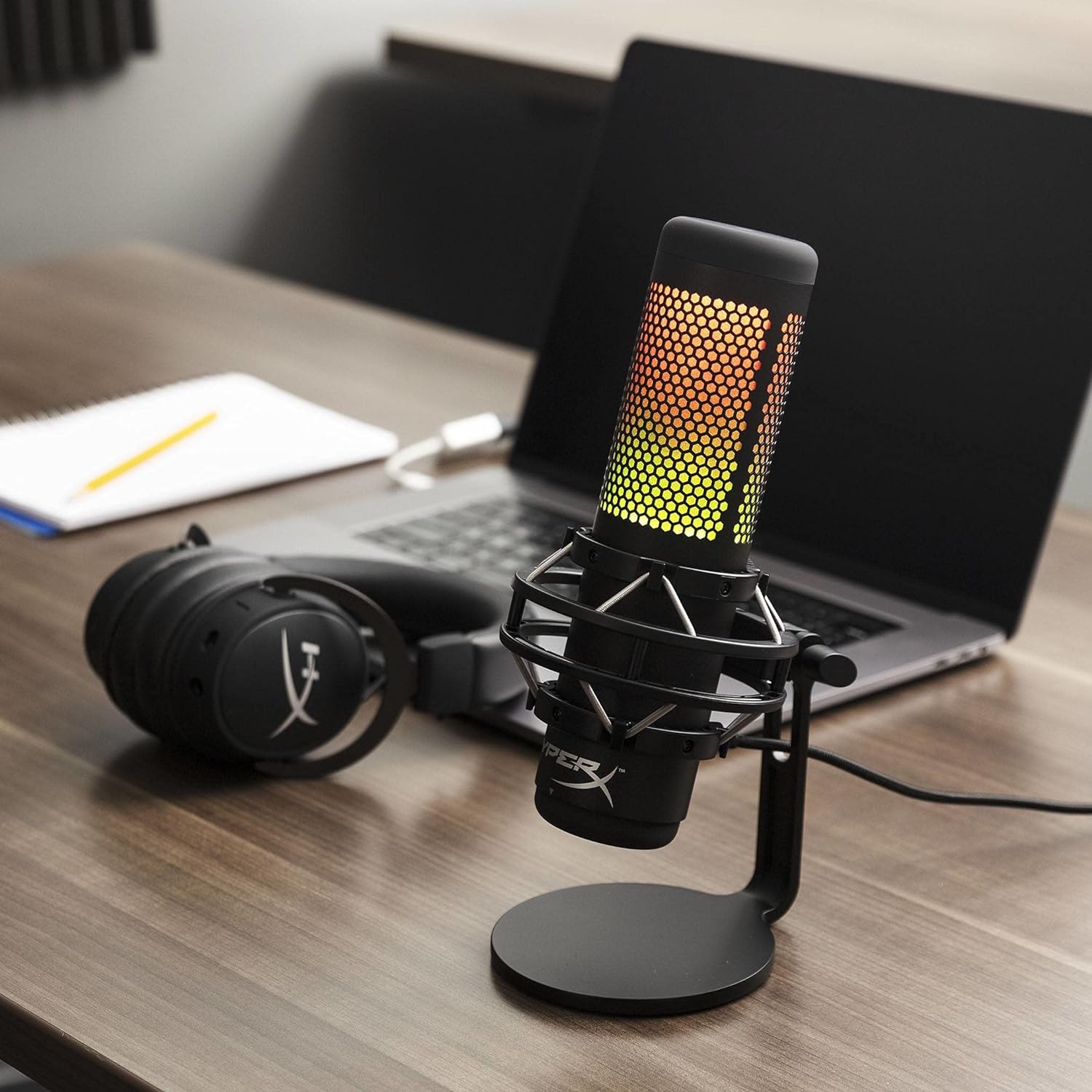 (Open Box) HyperX Quadcast S RGB USB Condenser Omnidirectional Microphone for Pc, Ps4 and Mac, Gaming, Streaming, Podcasts, Twitch, YouTube, Discord (Hmiq1S-Xx-Rg/G, Black) Grade - A+
