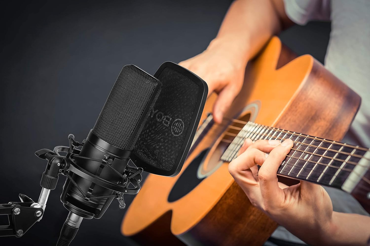(Open Box) Boya BY-M1000 Condenser Microphone Podcast Mic Kit Support Omnidirectional/Bidirectional with Double-layer Pop Filter Shock Mount XLR Cable for Singer Vocals Podcaster Home Studio Voice Over Recording Grade - A+