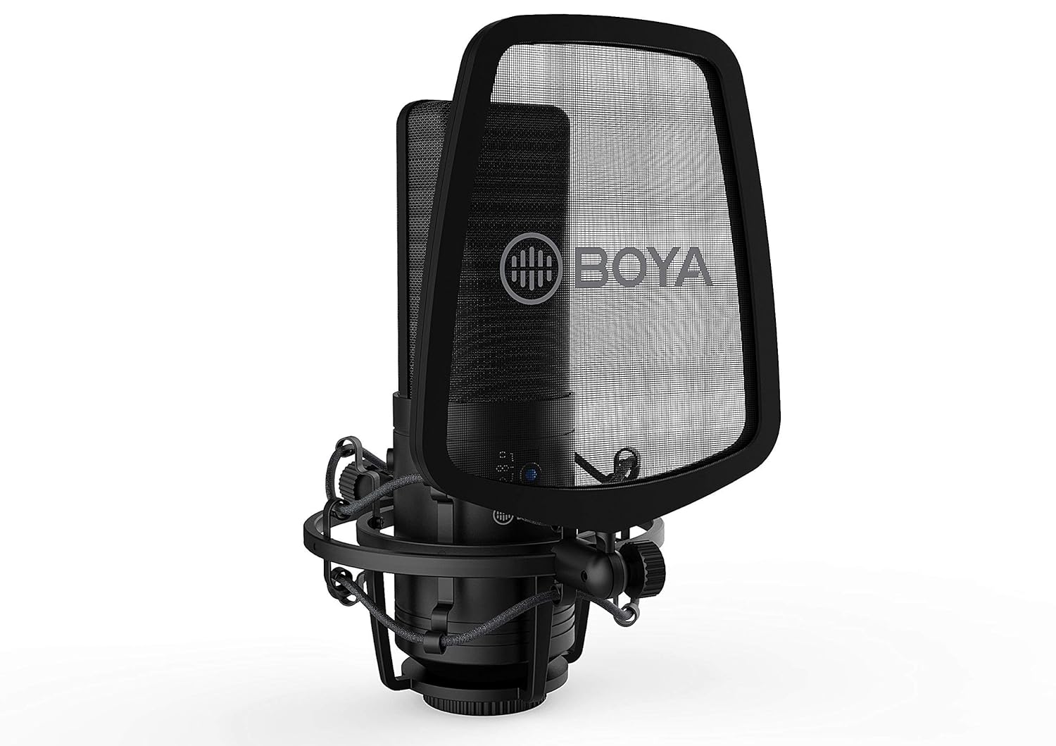 (Open Box) Boya BY-M1000 Condenser Microphone Podcast Mic Kit Support Omnidirectional/Bidirectional with Double-layer Pop Filter Shock Mount XLR Cable for Singer Vocals Podcaster Home Studio Voice Over Recording Grade - A+